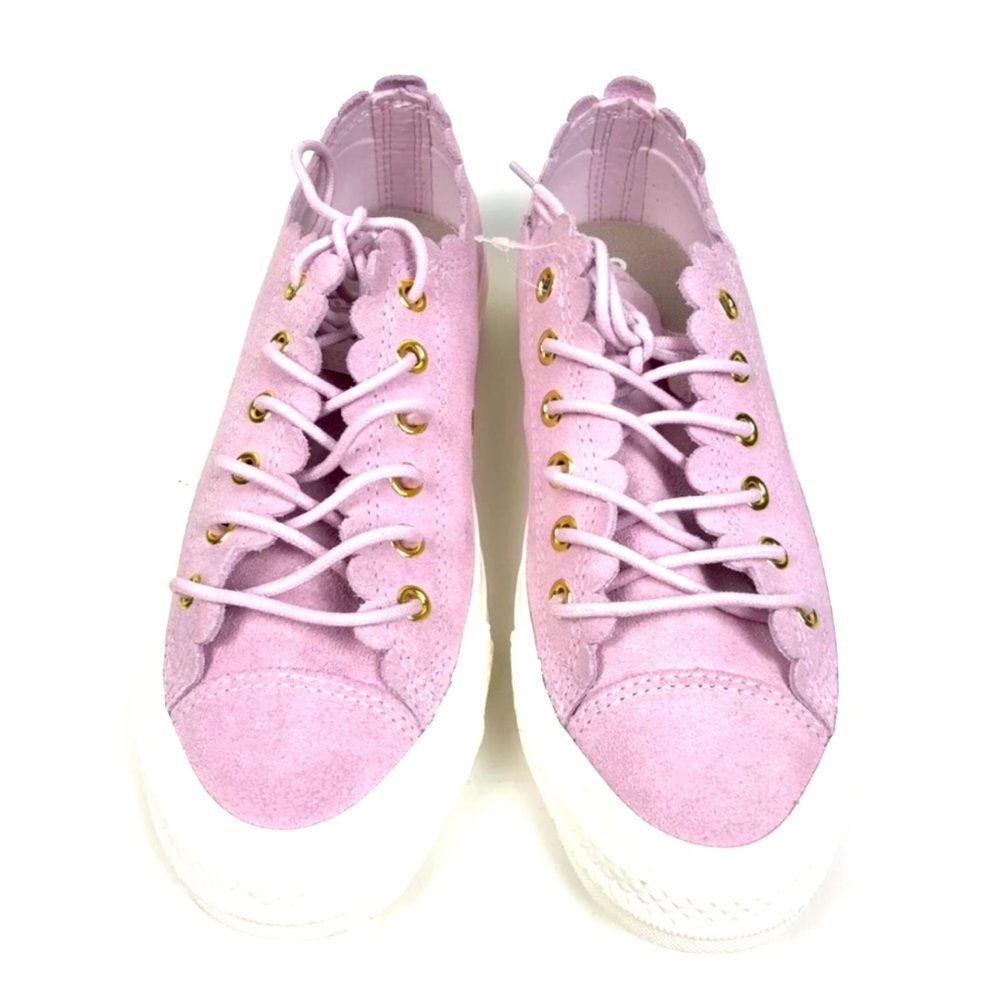 CONVERSE PINK SCALLOPED LACE UP SNEAKERS SIZE 9.5